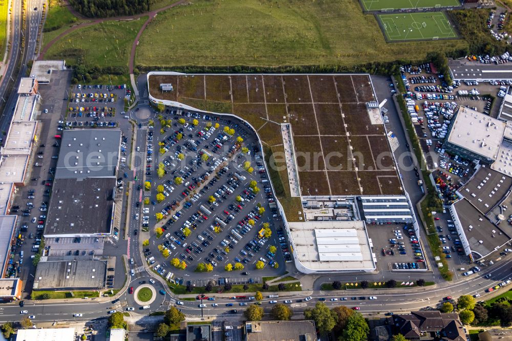 Aerial photograph Essen - Building of the shopping center real,- SB-Warenhaus GmbH on Haedenkampstrasse in Essen in the state North Rhine-Westphalia, Germany