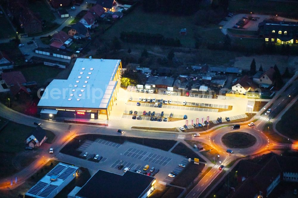 Aerial photograph Gardelegen - Building of the shopping center REWE - Markt and Nahversorgungszentrum in Gardelegen in the state Saxony-Anhalt, Germany