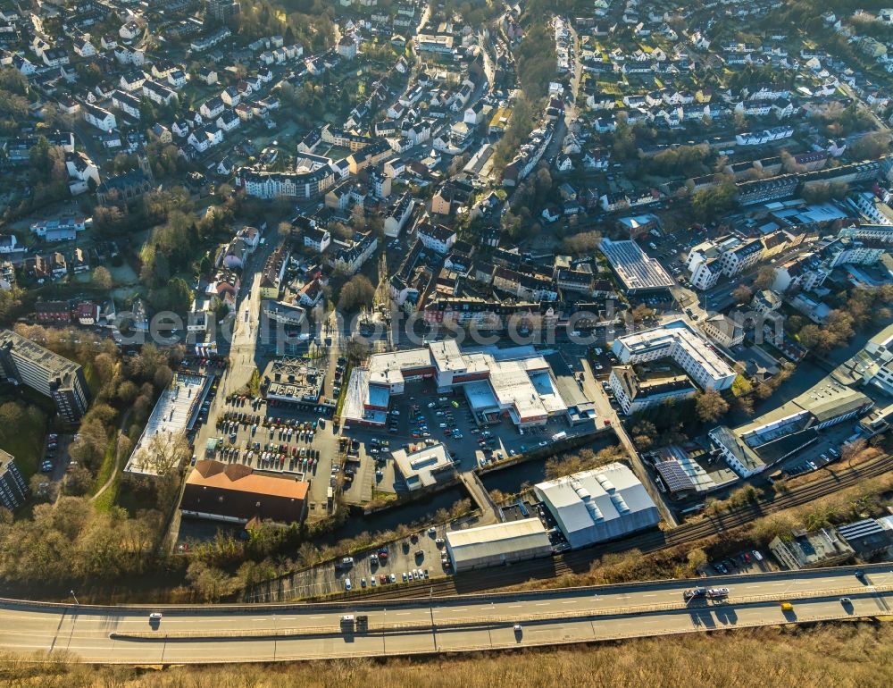 Aerial photograph Hagen - Building of the shopping center REWE Kaufpark on Eilper Strasse in Hagen in the state North Rhine-Westphalia, Germany