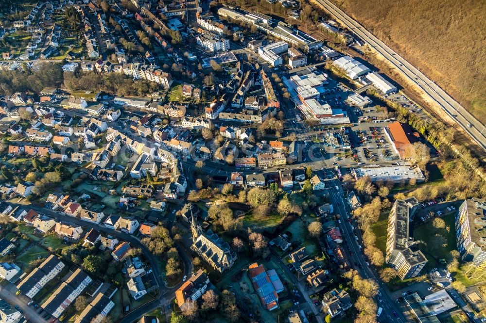 Aerial image Hagen - Building of the shopping center REWE Kaufpark on Eilper Strasse in Hagen in the state North Rhine-Westphalia, Germany