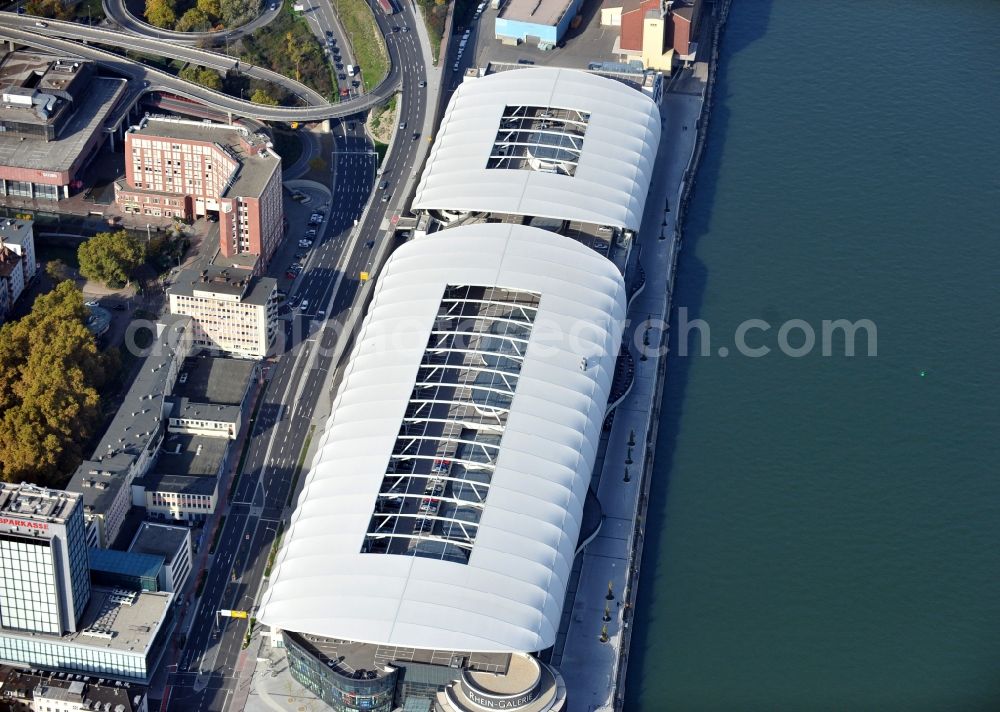 Aerial image Ludwigshafen am Rhein - Building of the shopping center Rhein-Galerie in Ludwigshafen am Rhein in the state Rhineland-Palatinate, Germany