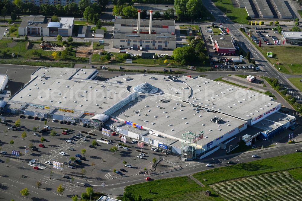 Aerial image Riesa - Building of the shopping center RIESAPARK in Riesa in the state Saxony, Germany