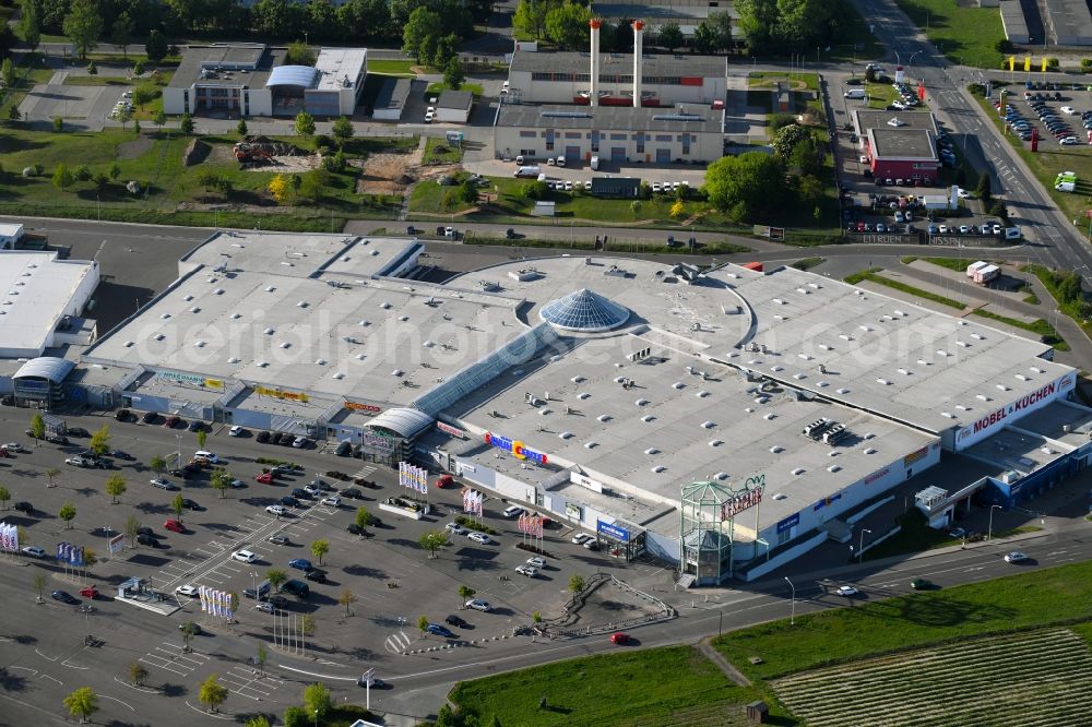 Aerial photograph Riesa - Building of the shopping center RIESAPARK in Riesa in the state Saxony, Germany