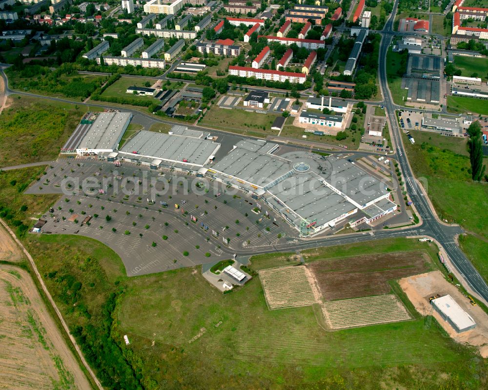 Aerial photograph Riesa - Building of the shopping center RIESAPARK in Riesa in the state Saxony, Germany
