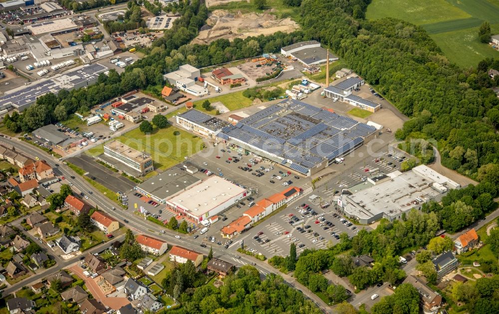 Aerial image Hamm - Building of the shopping center on Roemerstrasse in Hamm in the state North Rhine-Westphalia, Germany