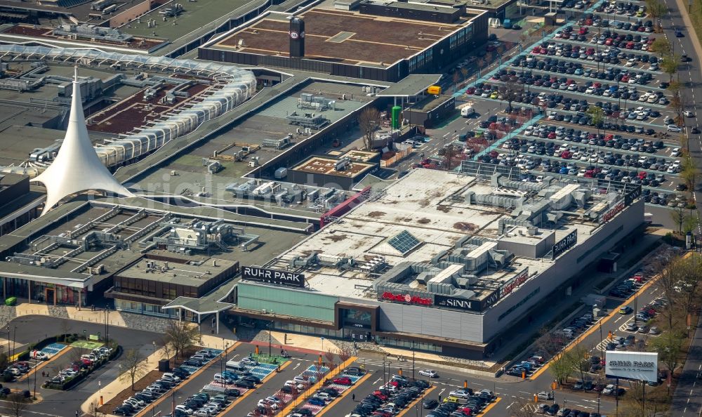 Bochum from above - Building of the shopping center Ruhr Park in the district Harpen in Bochum in the state North Rhine-Westphalia, Germany