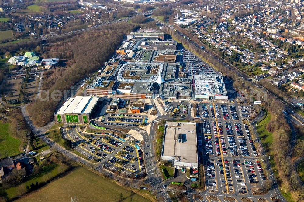 Aerial image Bochum - Building of the shopping center Ruhr Park in the district Harpen in Bochum in the state North Rhine-Westphalia, Germany