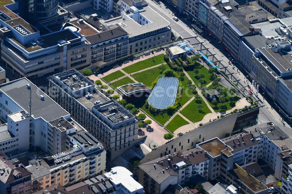 Aerial photograph Pforzheim - Building of the shopping center Schloessle-Galerie on Kiehnlestrasse in Pforzheim in the state Baden-Wurttemberg, Germany