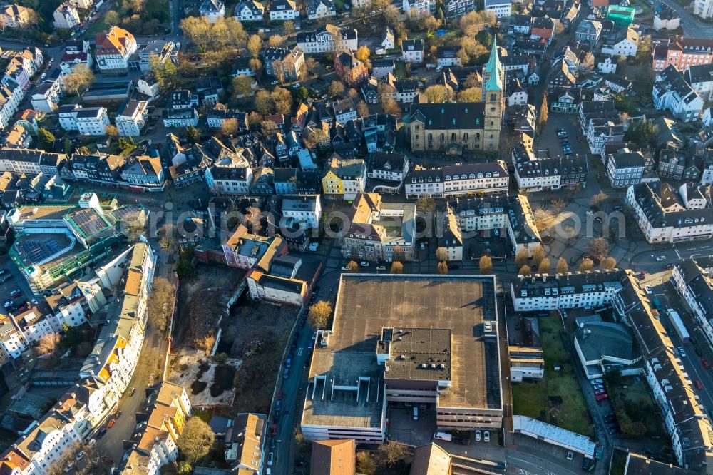 Schwelm from above - Building of the shopping center Schwelm-Center on Untermauerstrasse in Schwelm in the state North Rhine-Westphalia, Germany