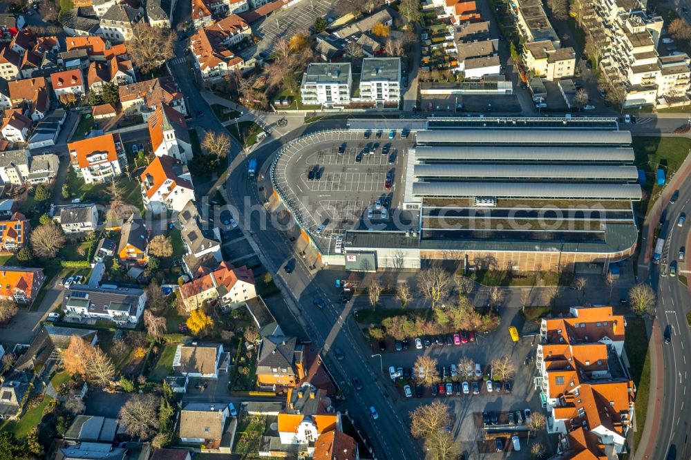 Aerial image Werl - Building of the shopping center on Soester Strasse in Werl in the state North Rhine-Westphalia, Germany