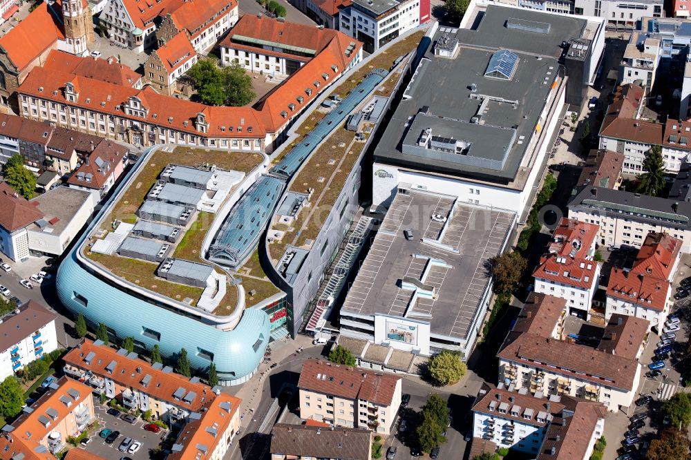 Heilbronn from above - Building of the shopping center Stadtgalerie Heilbronn on Deutschhofstrasse in Heilbronn in the state Baden-Wurttemberg, Germany