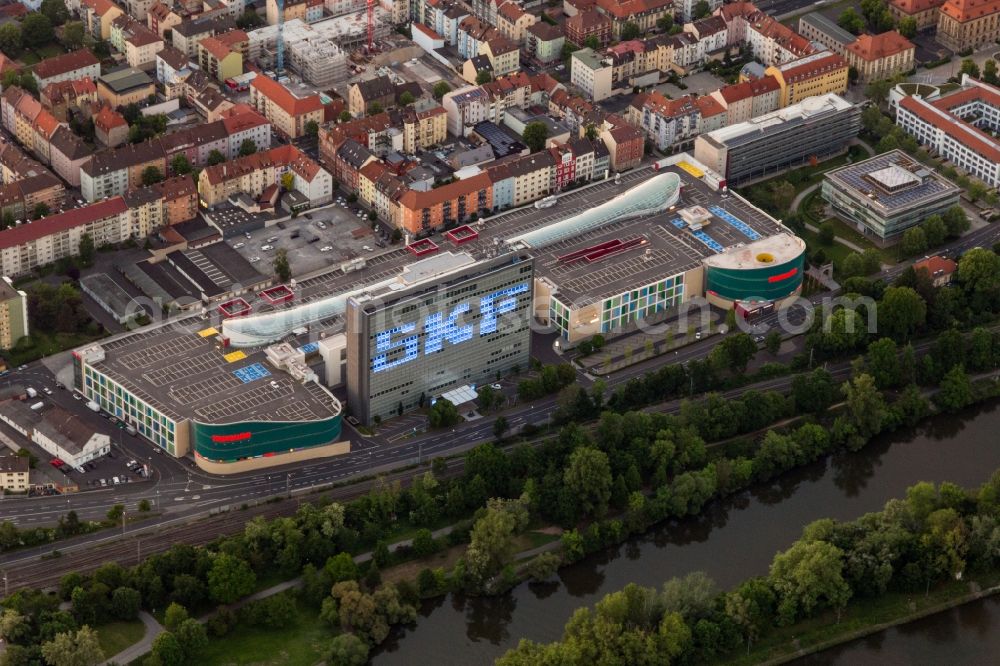 Aerial image Schweinfurt - Building of the shopping center Stadtgalerie Schweinfurt and SKF Hochhaus in Schweinfurt in the state Bavaria, Germany