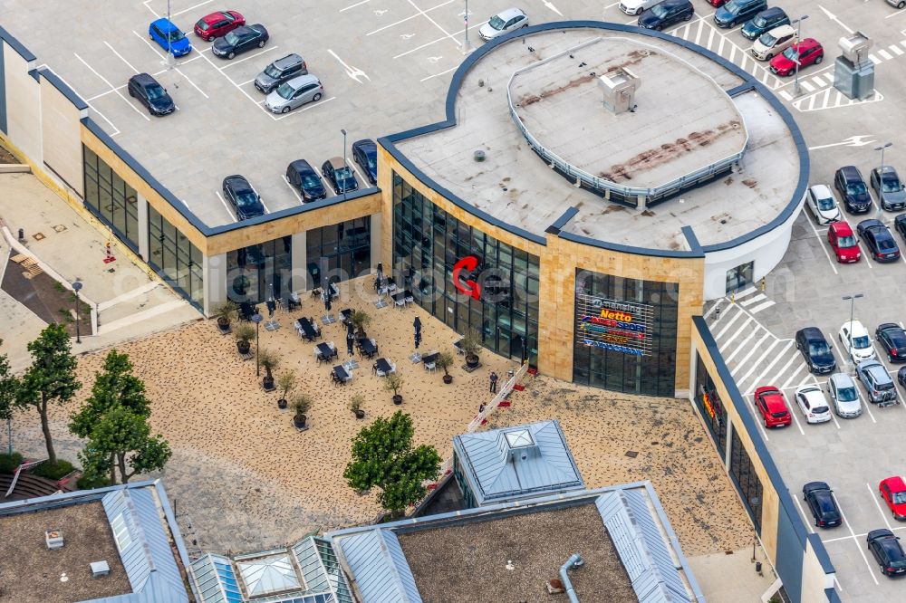 Aerial image Velbert - Building of the shopping center of StadtGalerie Velbert on Oststrasse in Velbert in the state North Rhine-Westphalia, Germany