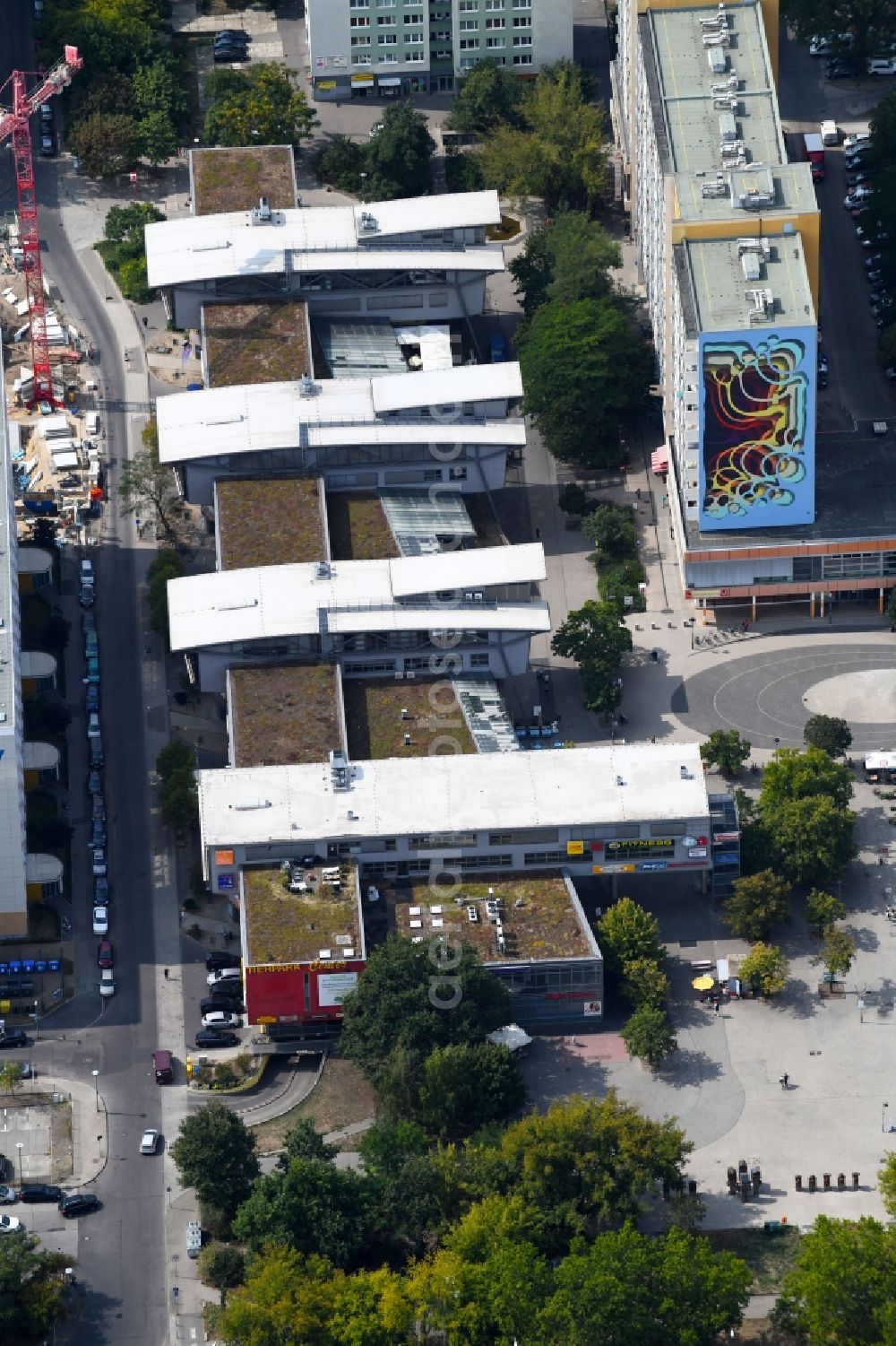 Berlin from the bird's eye view: Building of the shopping center TierparkCenter on Otto-Schmirgal-Strasse in the district Lichtenberg in Berlin, Germany