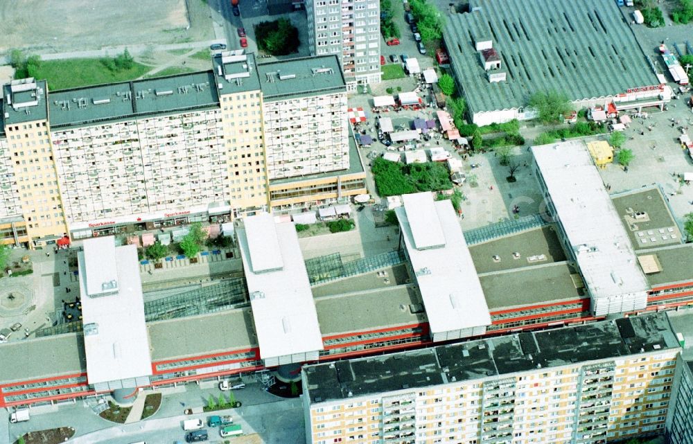 Berlin from above - Building of the shopping center TierparkCenter on Otto-Schmirgal-Strasse in the district Lichtenberg in Berlin, Germany