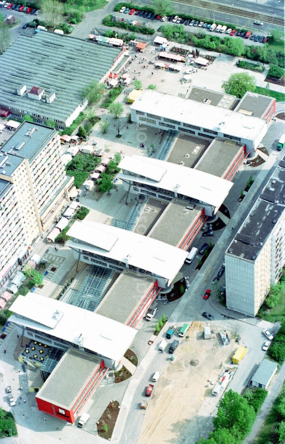 Aerial image Berlin - Building of the shopping center TierparkCenter on Otto-Schmirgal-Strasse in the district Lichtenberg in Berlin, Germany