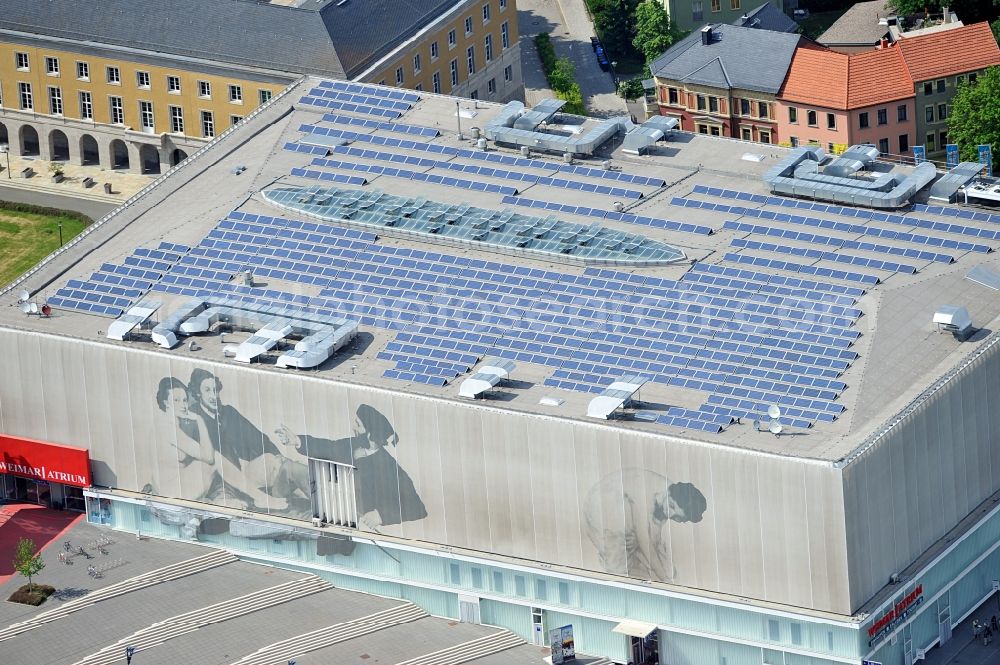 Aerial photograph Weimar - Building of the shopping center Weimar Atrium on Friedensstrasse in Weimar in the state Thuringia, Germany