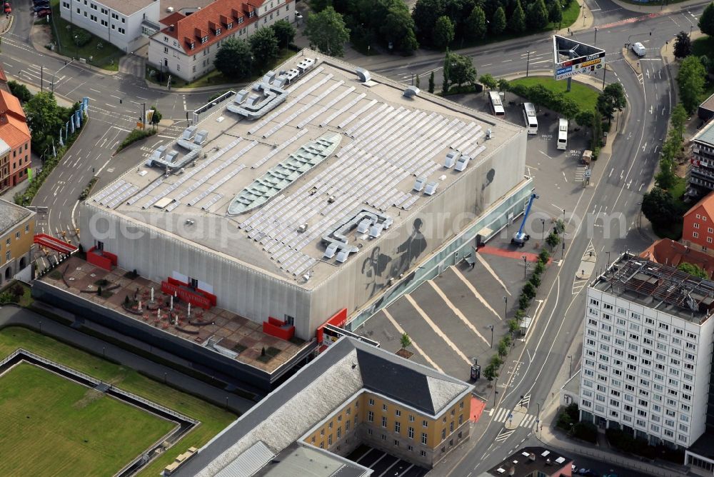 Aerial photograph Weimar - Building of the shopping center Weimar Atrium on Friedensstrasse in Weimar in the state Thuringia, Germany