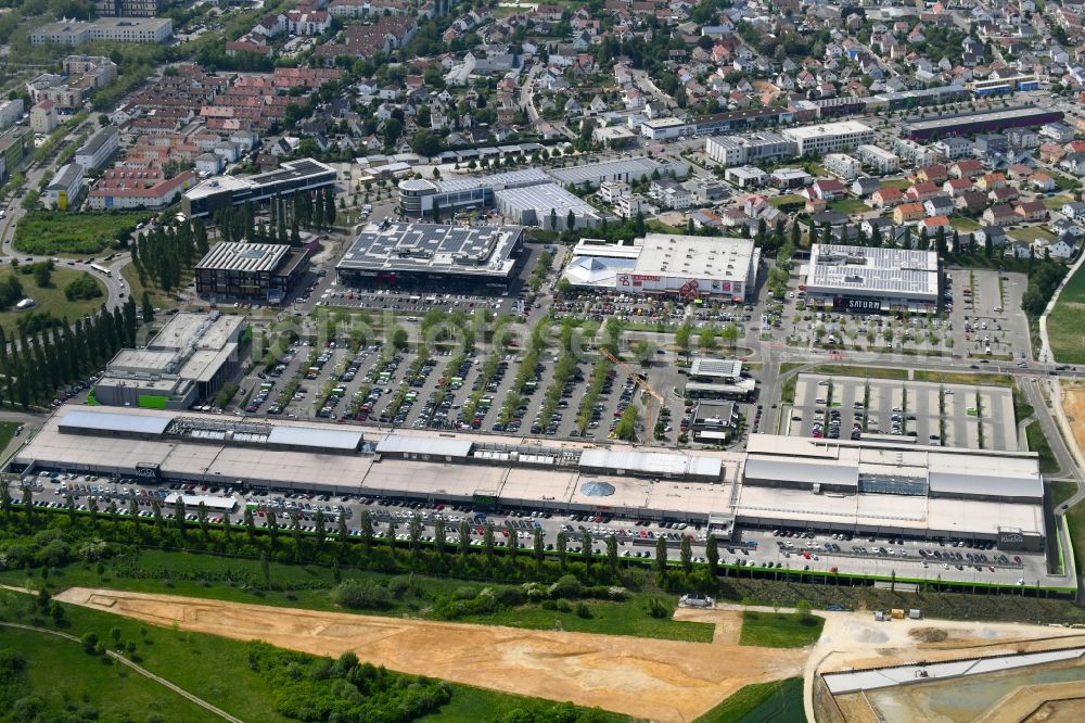 Aerial photograph Ingolstadt - Building of the shopping center a??Westpark Einkaufszentruma?? in Ingolstadt in the state Bavaria, Germany