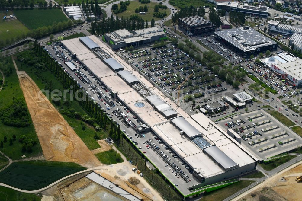 Aerial image Ingolstadt - Building of the shopping center a??Westpark Einkaufszentruma?? in Ingolstadt in the state Bavaria, Germany