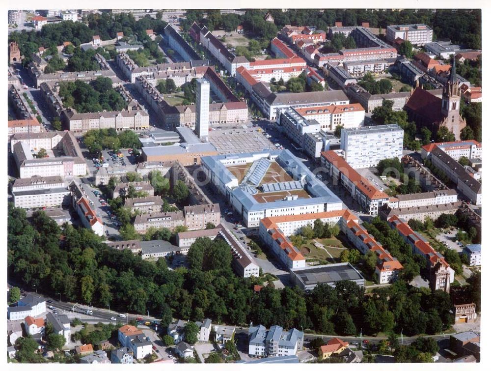 Neubrandenburg / MV from the bird's eye view: Einkaufscenter der ECE GmbH Hamburg im Stadtzentrum von Neubrandenburg / MV.