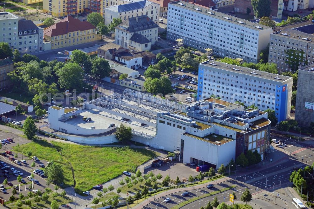 Dessau from the bird's eye view: Shopping Center Kaufland and UCI cinema at Wolfgangstraße corner Antoinettenstraße in Dessau - Roßlau in the state Saxony-Anhalt