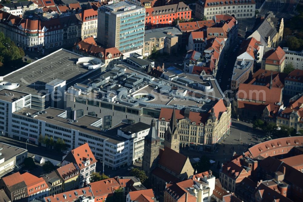 Aerial image Erfurt - Shopping mall Anger 1 to see the ECE in Erfurt in Thuringia. At the old department store to a new building connects with parking garage