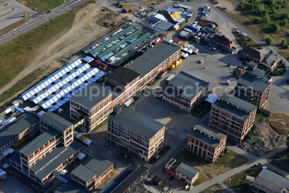 Hohenwutzen / Osinow Dolny Niede from above - Shopping center at Osinow Dolny in Poland West Pomeranian in the border area on the banks of the Oder in Brandenburg Hohenwutzen