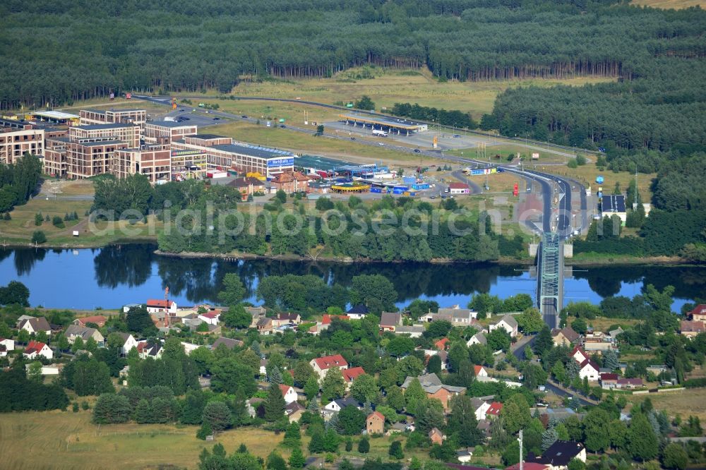 Aerial image Hohenwutzen / Osinow Dolny Niede - Shopping center at Osinow Dolny in Poland West Pomeranian in the border area on the banks of the Oder in Brandenburg Hohenwutzen