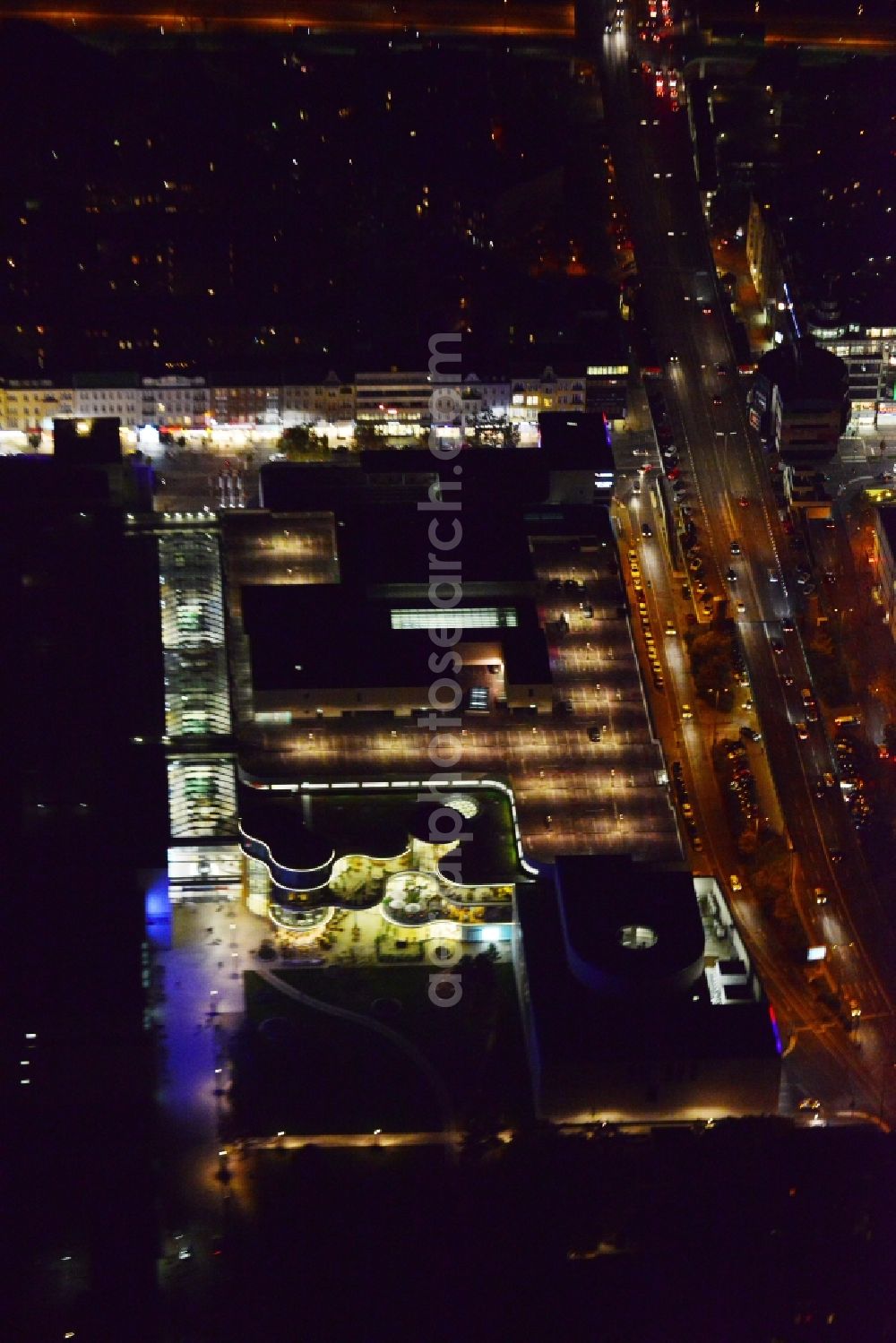 Aerial image Berlin - Night image with a view to shopping center Boulevard Berlin in Berlin destrict steglitz