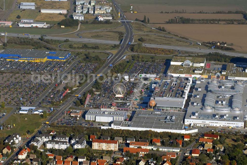 Aerial image Günthersdorf - Blick auf das neu eröffnete Einkaufszentrum der ECE nova eventis.nova eventis Center-Management,ECE Projektmanagement,Am Einkaufszentrum, 06254 Günthersdorf,