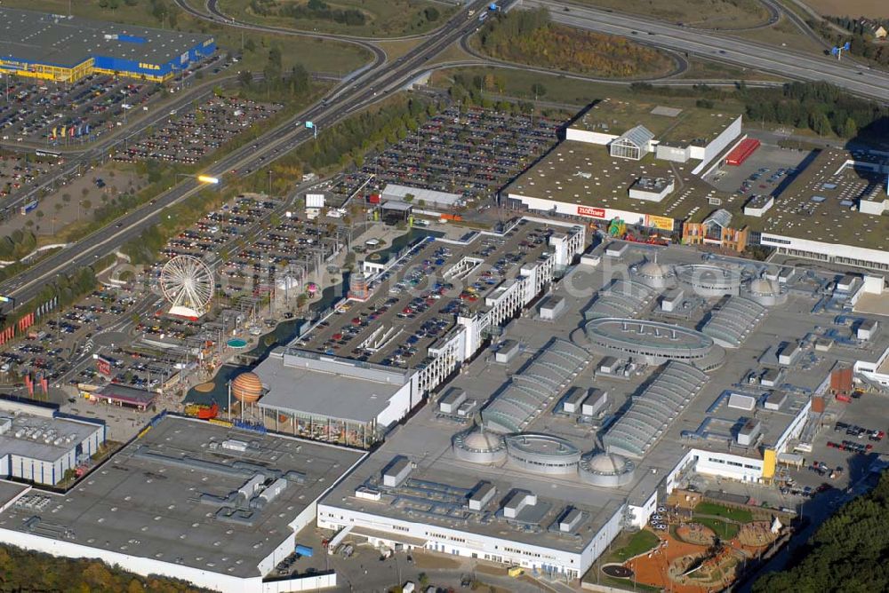 Aerial image Günthersdorf - Blick auf das neu eröffnete Einkaufszentrum der ECE nova eventis.nova eventis Center-Management,ECE Projektmanagement,Am Einkaufszentrum, 06254 Günthersdorf,