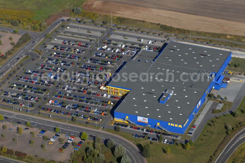 Günthersdorf from above - Blick auf das Einrichtungshaus der IKEA Deutschland GmbH & Co. KG,Niederlassung Halle/Leipzig,Nordpark 17,06254 Günthersdorf,(nova eventis)