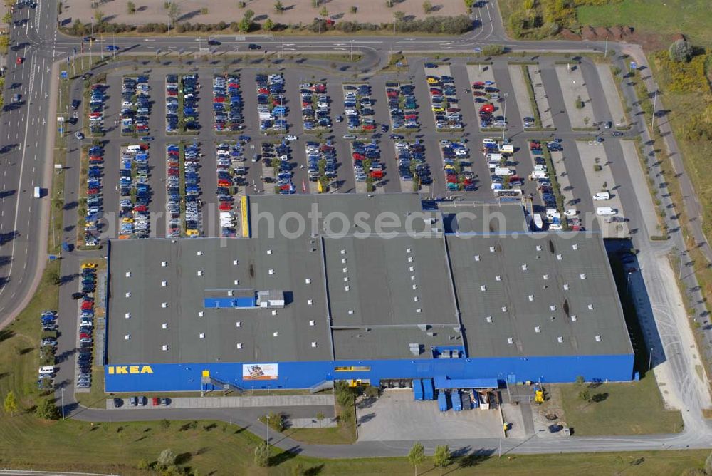 Aerial image Günthersdorf - Blick auf das Einrichtungshaus der IKEA Deutschland GmbH & Co. KG,Niederlassung Halle/Leipzig,Nordpark 17,06254 Günthersdorf,(nova eventis)