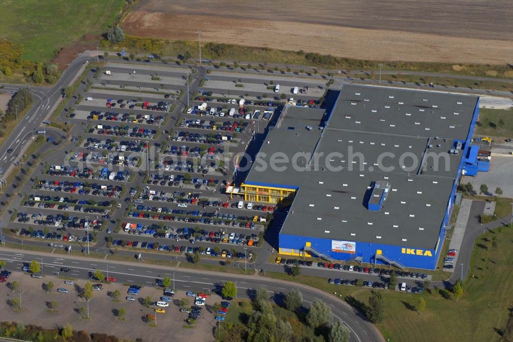 Günthersdorf from above - Blick auf das Einrichtungshaus der IKEA Deutschland GmbH & Co. KG,Niederlassung Halle/Leipzig,Nordpark 17,06254 Günthersdorf,(nova eventis)