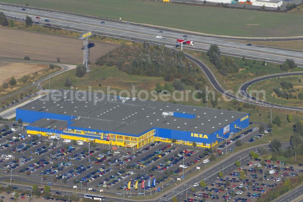 Aerial photograph Günthersdorf - Blick auf das Einrichtungshaus der IKEA Deutschland GmbH & Co. KG,Niederlassung Halle/Leipzig,Nordpark 17,06254 Günthersdorf,(nova eventis)