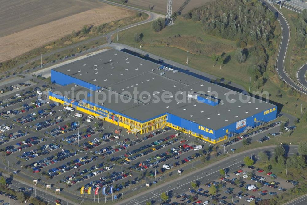 Günthersdorf from above - Blick auf das Einrichtungshaus der IKEA Deutschland GmbH & Co. KG,Niederlassung Halle/Leipzig,Nordpark 17,06254 Günthersdorf,(nova eventis)