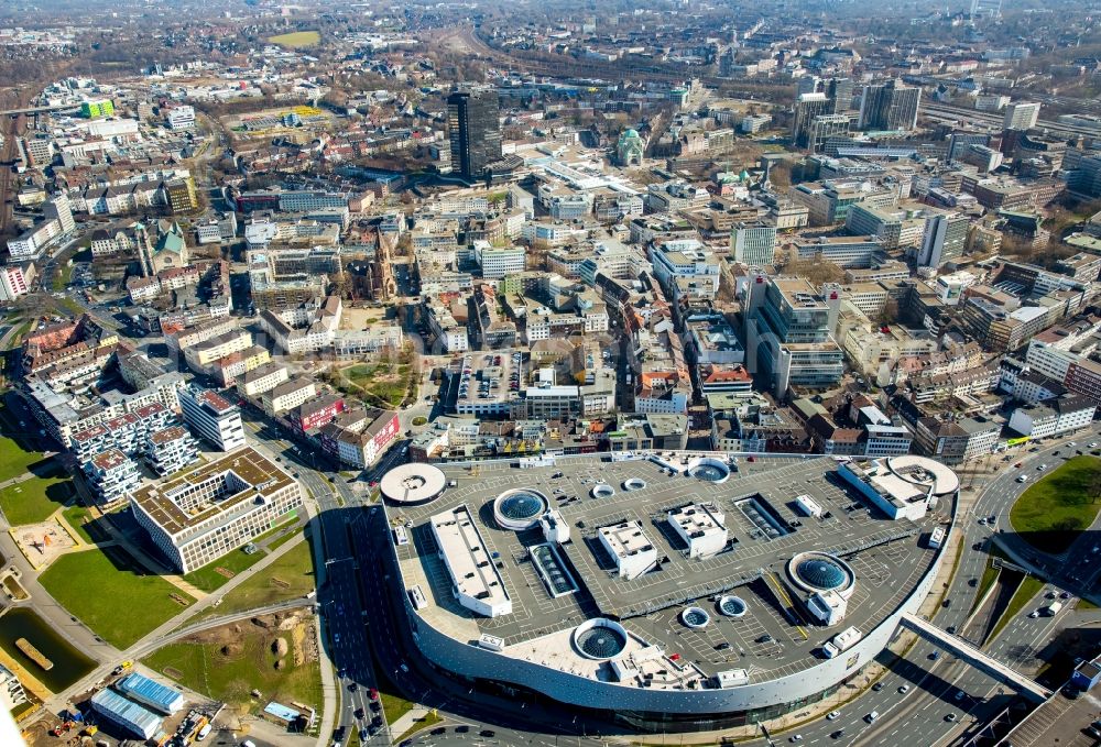 Essen from above - Shopping Mall Limbecker Platz and view of the city center of Essen in the state of North Rhine-Westphalia