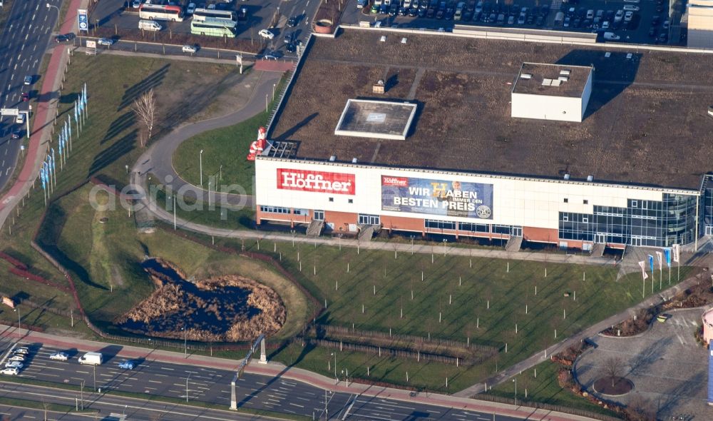 Dresden from the bird's eye view: Building of the shopping center Elbepark in Dresden in the state Saxony