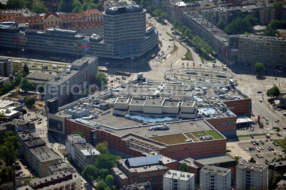 Aerial image WROCLAW - BRESLAU - View the shopping centre Pasaz Grunwaldzki in Wroclaw in the Voivodship Lower Silesia in Poland