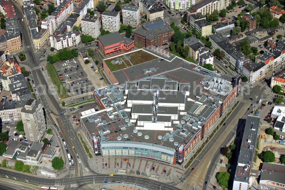 Aerial image WROCLAW - BRESLAU - View the shopping centre Pasaz Grunwaldzki in Wroclaw in the Voivodship Lower Silesia in Poland