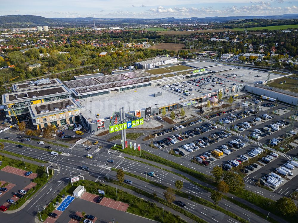 Dresden from the bird's eye view: building complex of the shopping center Kaufpark Dresden on Dohnaer Strasse in the Lockwitz district of Dresden in the state of Saxony, Germany