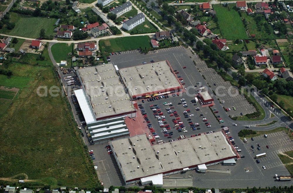 Aerial image Seelow - Shopping center Seelow on the main road B1 in Seelow, in the state of Brandenburg