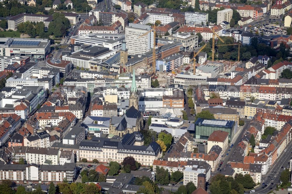 Aerial image Hagen - Shopping center Volme Gallery and the Old Town Hall of Copenhagen in the Ruhr area in North Rhine-Westphalia