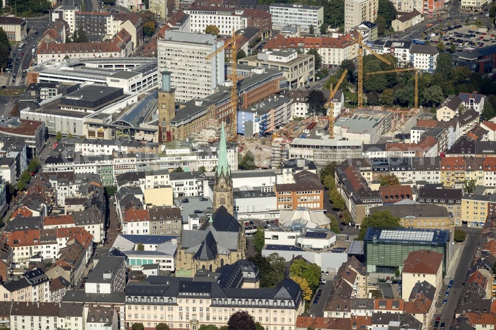 Hagen from the bird's eye view: Shopping center Volme Gallery and the Old Town Hall of Copenhagen in the Ruhr area in North Rhine-Westphalia