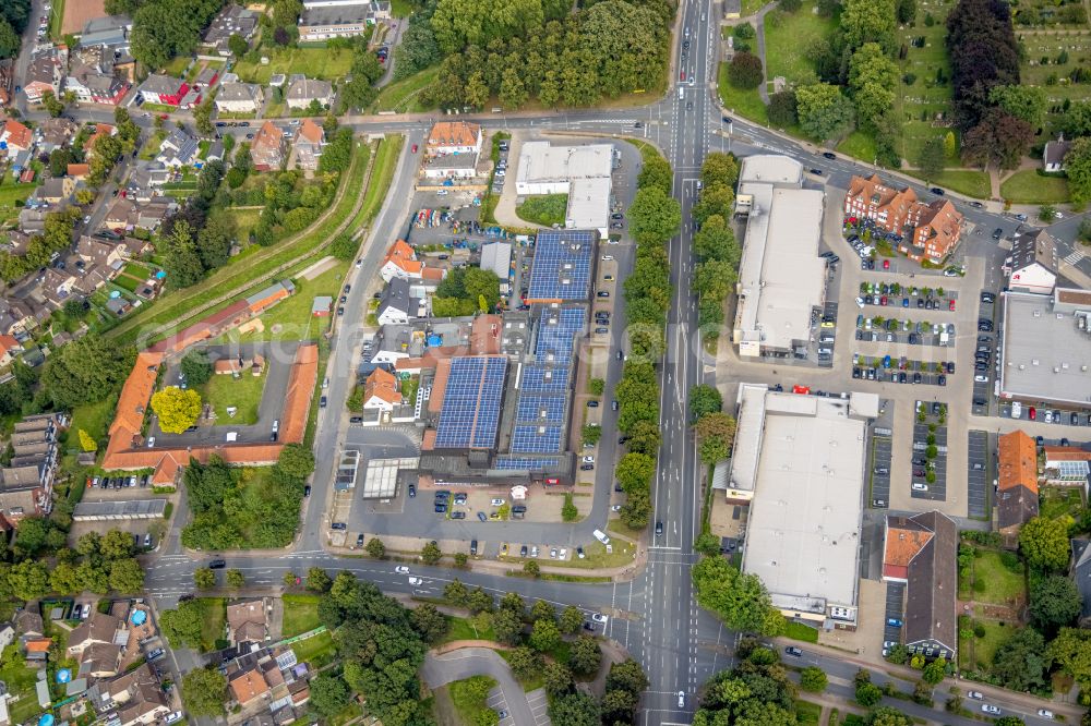 Aerial photograph Hamm - Building of the shopping center in the district Herringen in Hamm at Ruhrgebiet in the state North Rhine-Westphalia, Germany