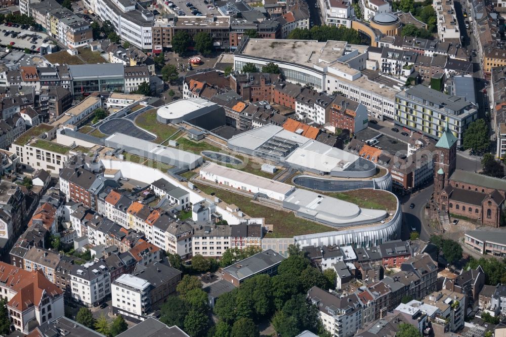 Aachen from above - Building of the shopping center Aquis Plaza Aachen on the Adalbertstrasse in the district Mitte in Aachen in the state North Rhine-Westphalia, Germany