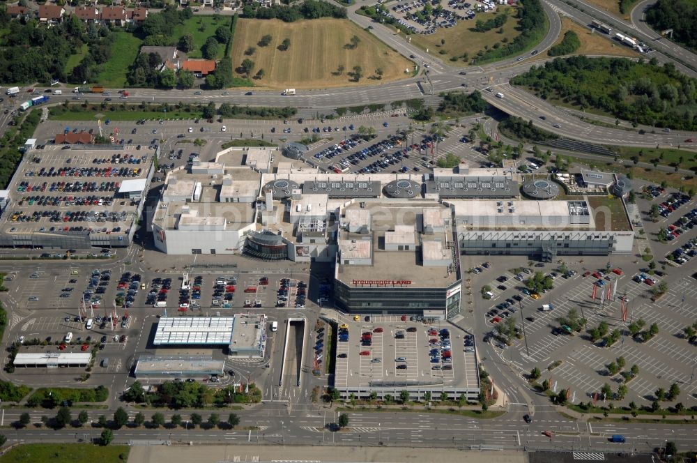 Aerial image Ludwigsburg - Building of the shopping center Breuninger in the district Eglosheim in Ludwigsburg in the state Baden-Wuerttemberg, Germany