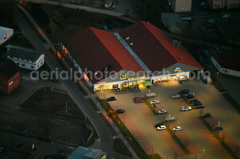 Neuruppin from above - Building of the shopping center EDEKA Am Fehrbelliner Tor in Neuruppin in the state Brandenburg, Germany