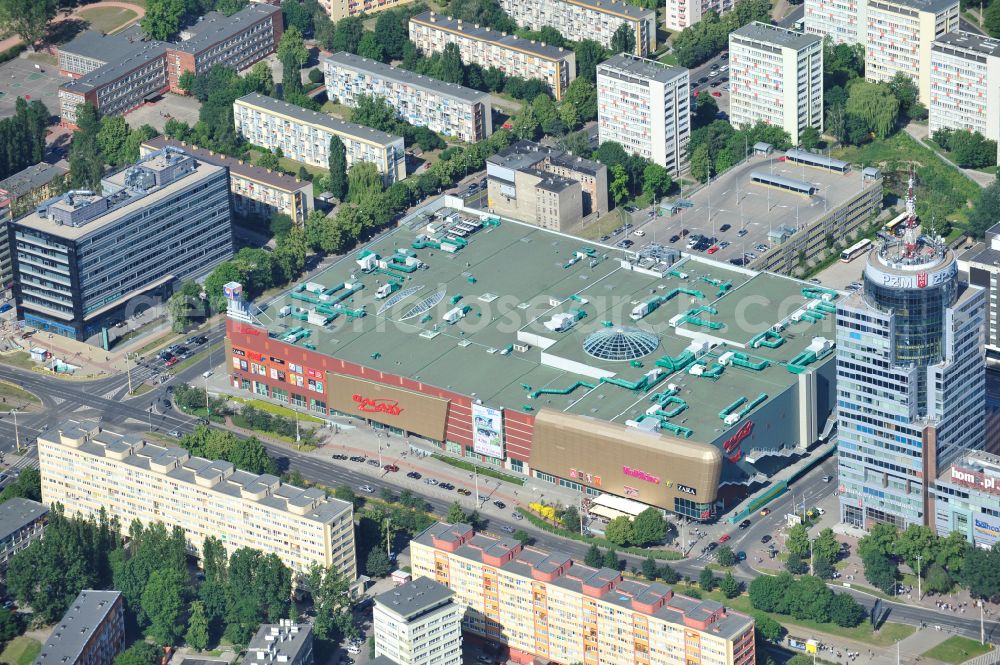 Aerial photograph Szczecin - Stettin - Building of the shopping center Galaxy Centrum in Szczecin in West Pomeranian, Poland